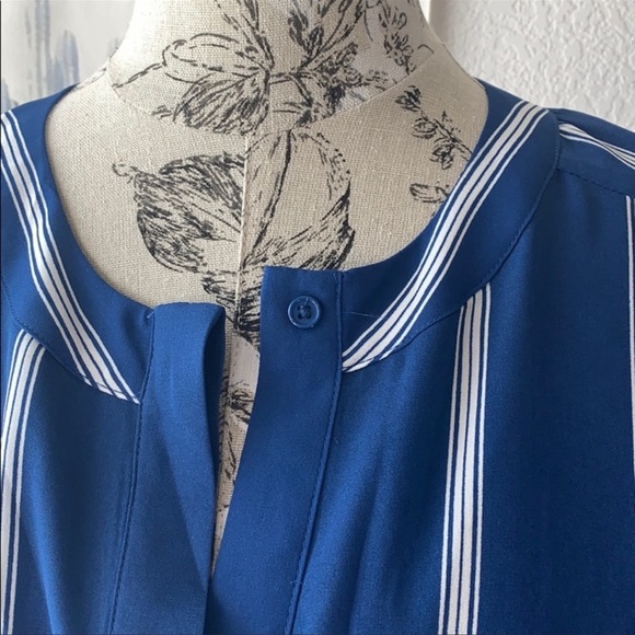 BB Dakota flowy tunic blue white striped sleeveless shirt dress button down - Picture 4 of 8